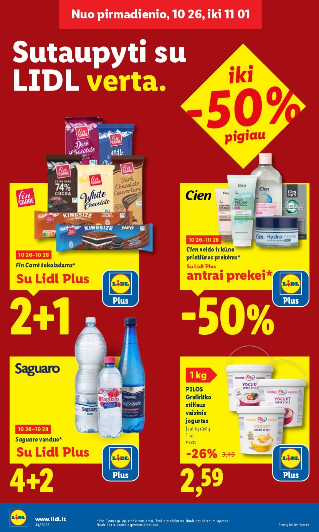 LIDL Maisto prekių pasiūlymai, 4 psl.: pirmadienio Sutaupyti LIDL verta pigiau Cien veido kūno priežiūros prekėms Fin Carré šokoladams Plus antrai…