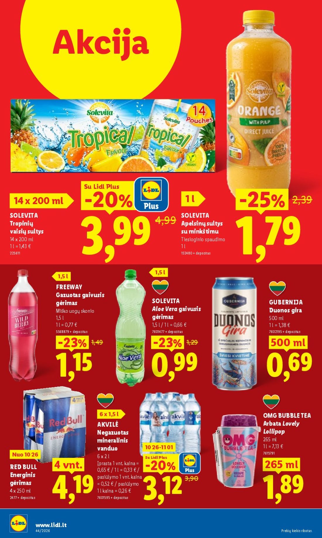 LIDL Maisto prekių pasiūlymai, 34 psl.: Neljapäevast kuni Akcija Lidl Plus SOLEVITA Tropinių Apelsinų sultys vaisių minkštimu Tiesioginio spaudimo…