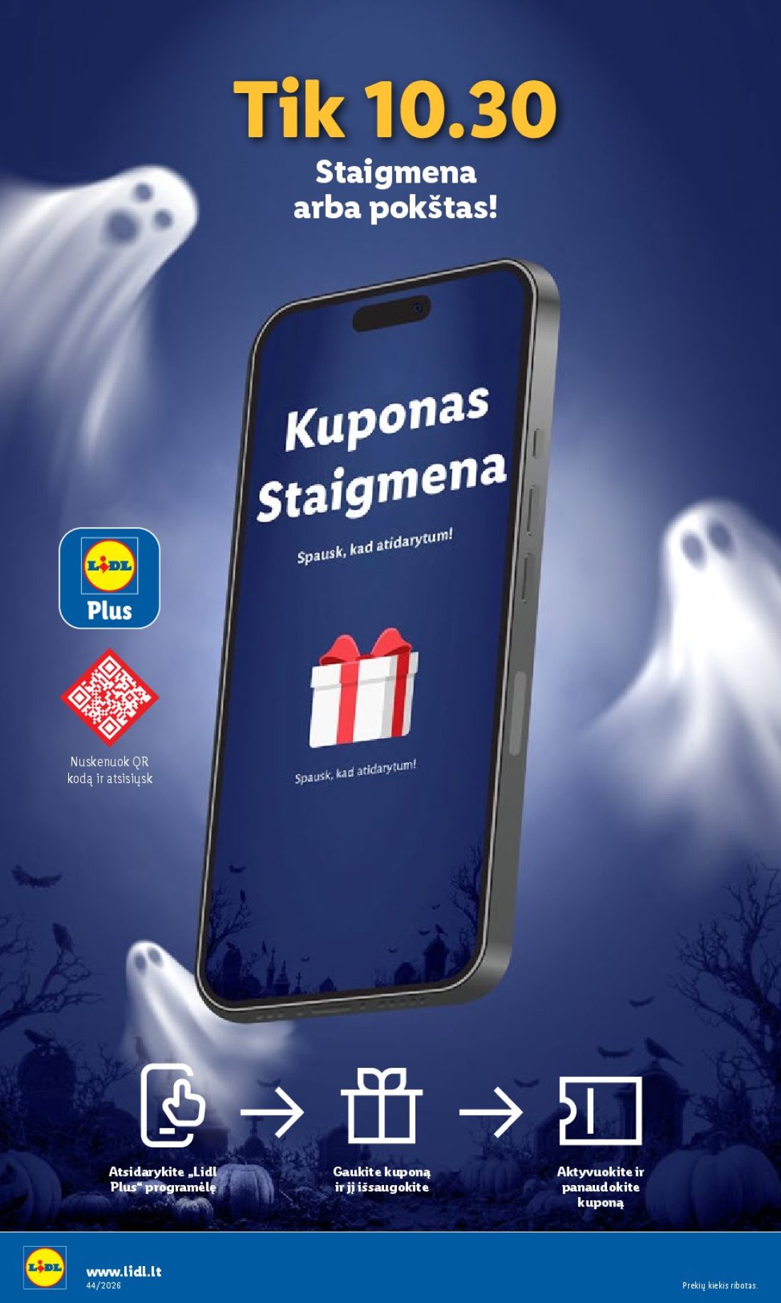 LIDL Maisto prekių pasiūlymai, 38 psl.: Neljapäevast kuni Akcija Staigmena pokštas Nuskenuok kodą atsisiųsk Atsidarykite Lidl Gaukite kuponą…