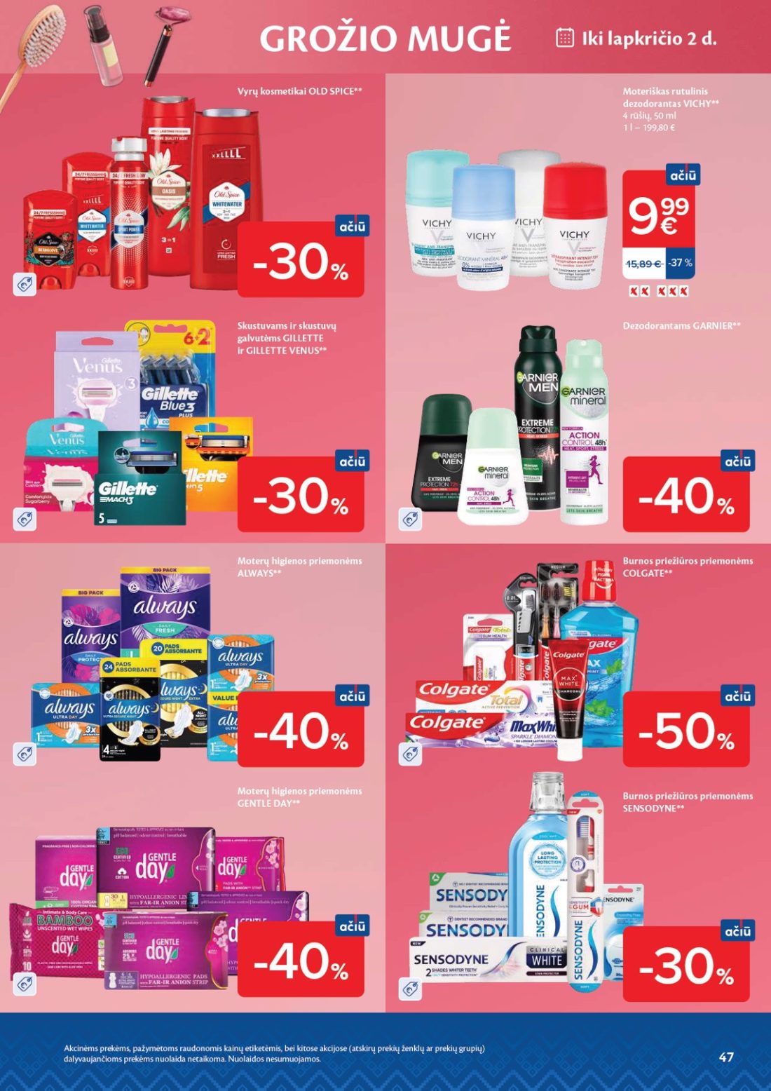 MAXIMA AČIŪ savaitinis leidinys Nr. 44, 47 psl.: GROŽIO MUGĖ Vyrų kosmetikai OLD SPICE Skustuvams skustuvų galvutėms GILLETTE VENUS lapkričio Moteriškas…