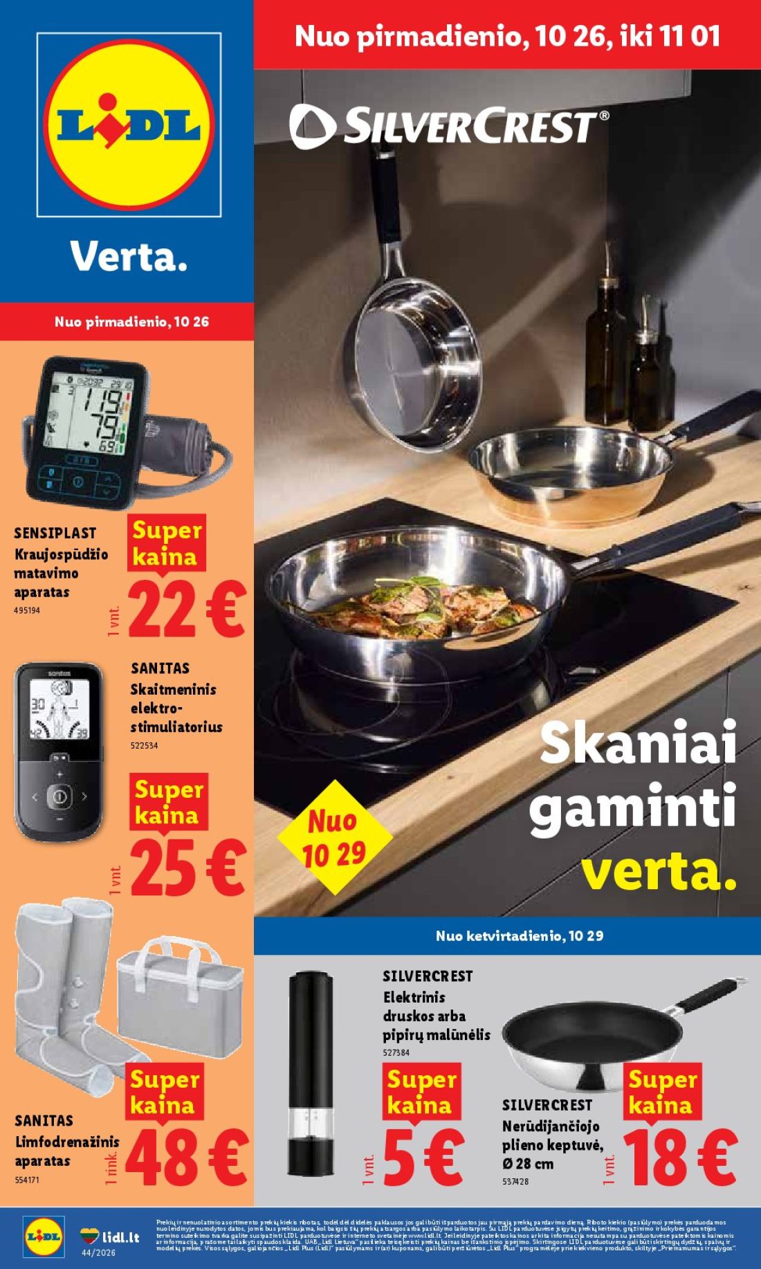 LIDL Ne maisto prekių pasiūlymai, 1 psl.: pirmadienio NNuo pirmadienio,uo SENSIPLAST Super Kraujospūdžio matavimo aparatas vnt.22 SANITAS Skaitmeninis…