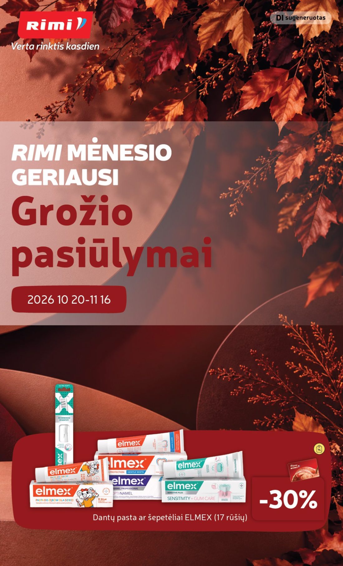 RIMI GROŽIO prekių katalogas Nr. 11, 1 psl.: Grožio pasiūlymai Dantų pasta šepetėliai ELMEX rūšių