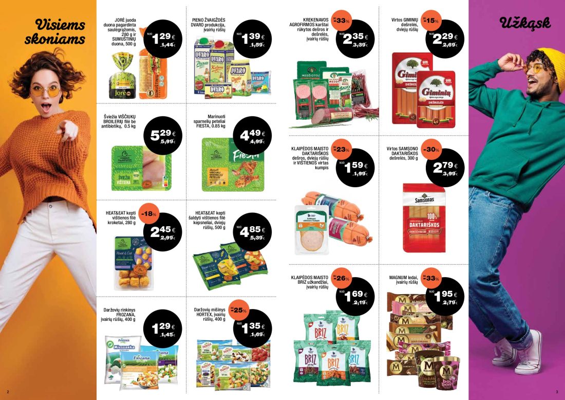 EXPRESS MARKET akcijų leidinys, 2 psl.: JORĖ juoda PIENO ŽVAIGŽDĖS KREKENAVOS Virtos GIMINIŲ Visiems duona pagardinta DVARO produkcija AGROFIRMOS…