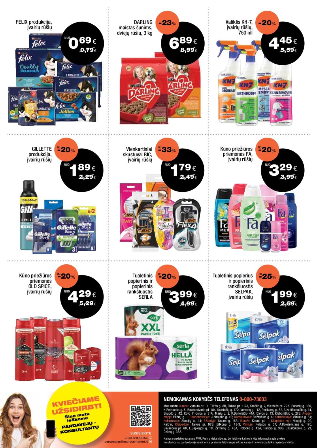 EXPRESS MARKET akcijų leidinys, 5 psl.: FELIX produkcija DARLING Valiklis KH-7 įvairių rūšių maistas šunims dviejų GILLETTE Vienkartiniai Kūno…