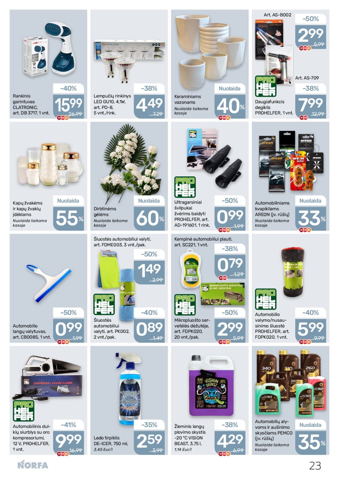 NORFA akcijų leidinys Nr.22, 23 psl.: Art AS-B002 AS-709 Nuolaida Rankinis Lempučių rinkinys Keraminiams garintuvas LED GU10 Daugiafunkcis vazonams…