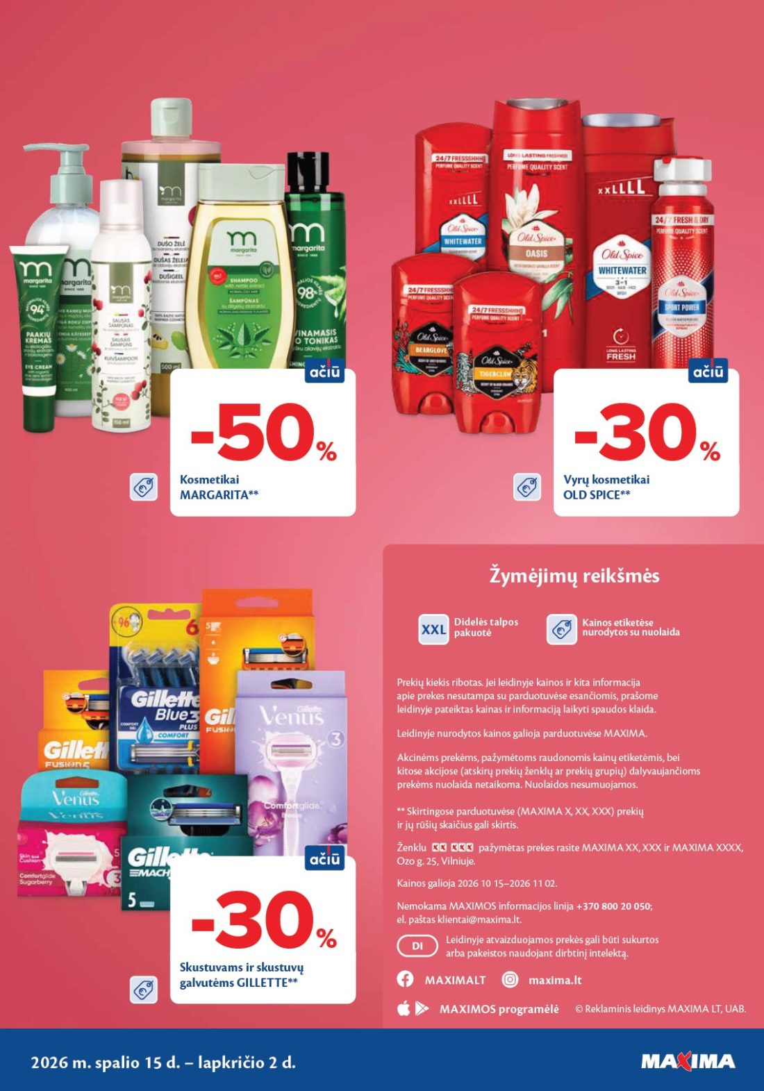 MAXIMA Grožio mugė, 76 psl.: Kosmetikai MARGARITA Vyrų OLD SPICE Skustuvams skustuvų galvutėms GILLETTE spalio lapkričio Žymėjimų reikšmės…